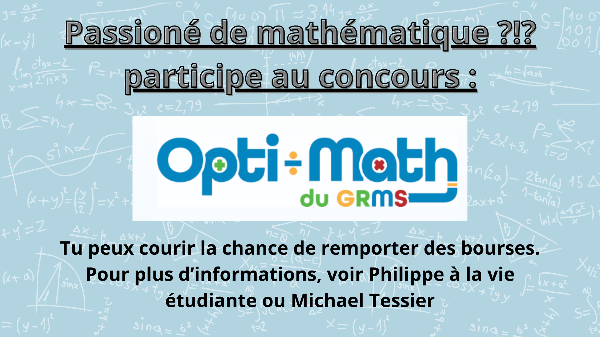 Opti Math Horaire des activités parascolaire